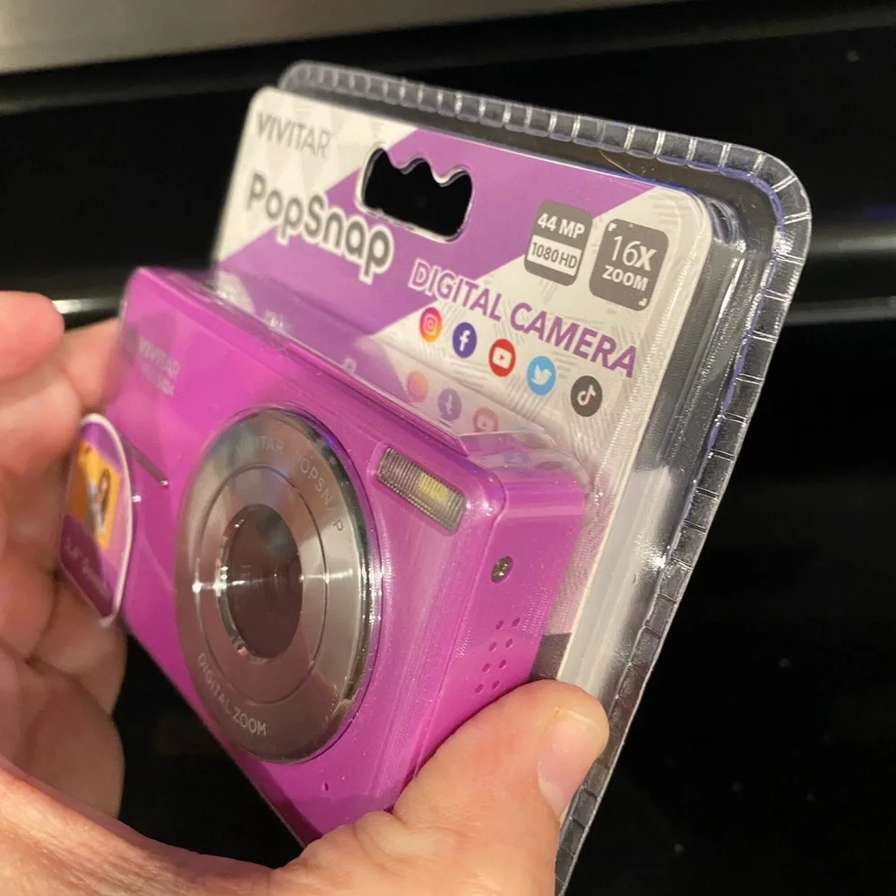 NEW Vivitar PopSnap Purple Digital Camera,44MP 1080P HD, 16X Zoom, Rechargeable